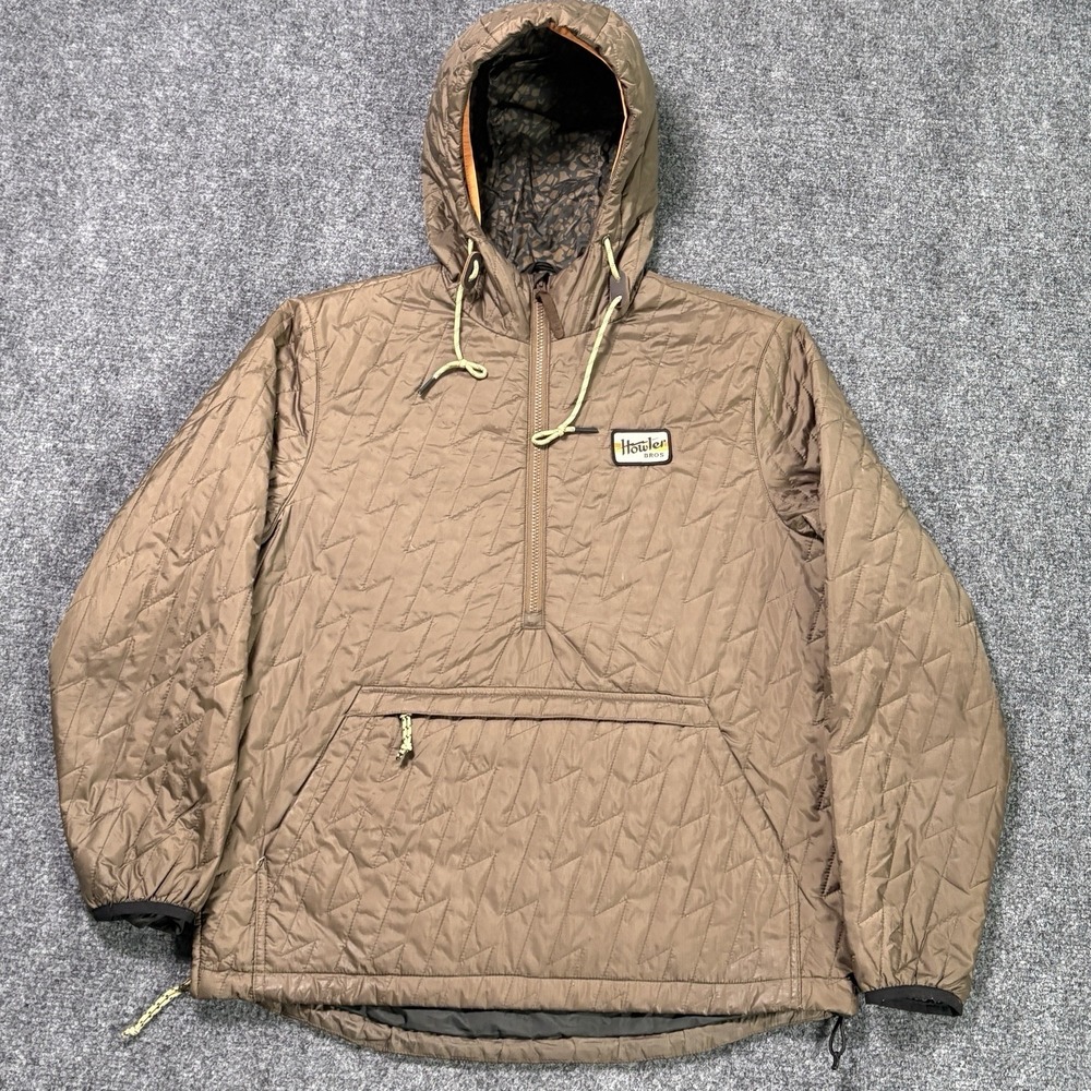 Howler Bros x Huckberry Voltage Quilted Pullover Men's Large Brown Hooded Puffer